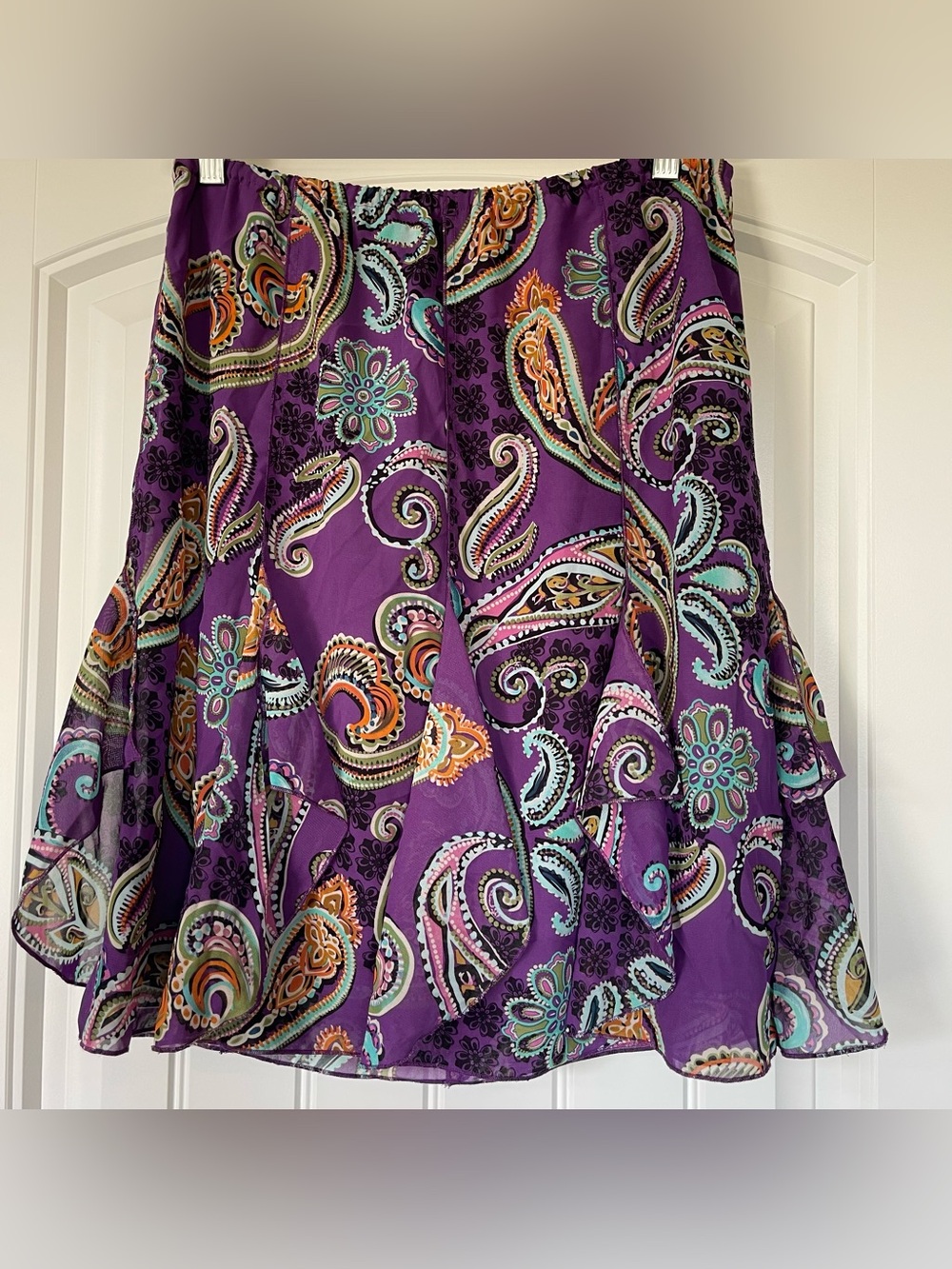 Allison Taylor Purple Paisley Skirt with Turquoise & Orange Accents